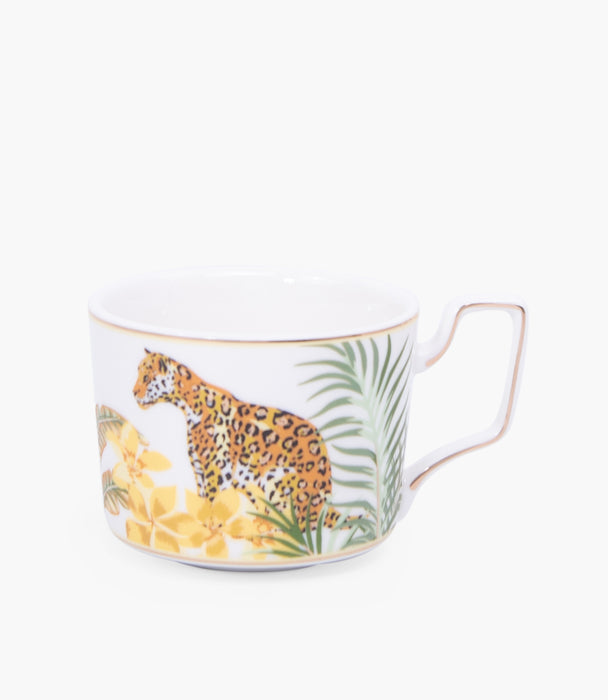 Leopard Coffee Cup W/Saucer 220mL Yellow