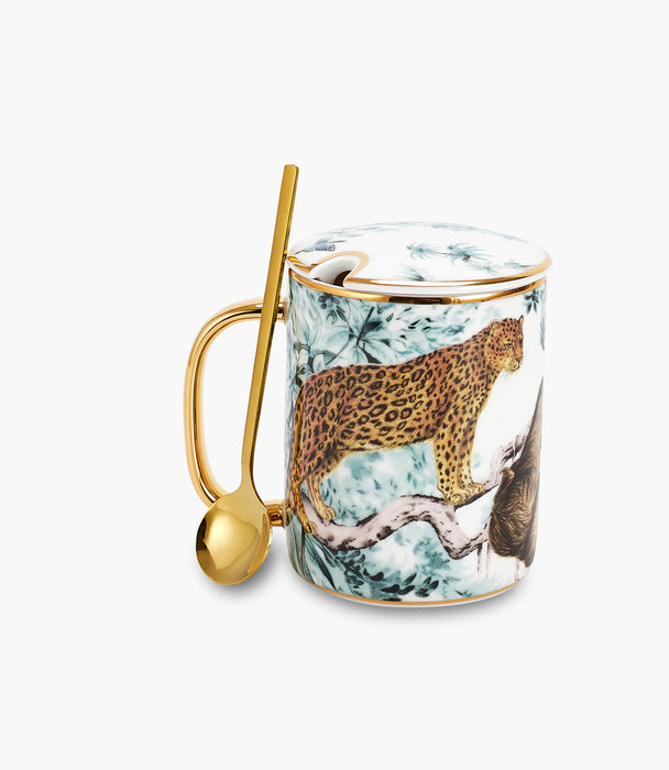 Peacock Mug W/Lid And Spoon 350mL