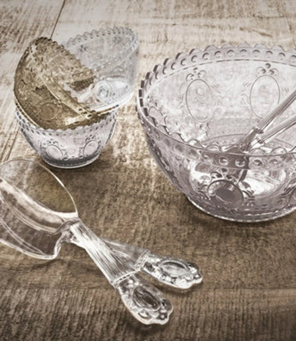 وعاء سلطة مع أدوات مائدة باروك & روك أكريليك شفاف