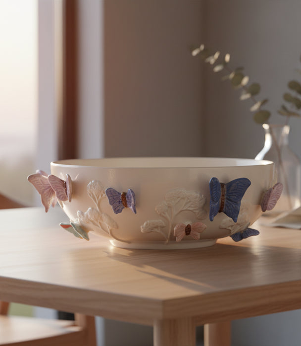 وعاء ديكور بترفلاي سيراميك بتصميم فراشات - 18.5×18.5×21 سم