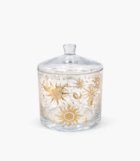 علبة حلوى سيليستيال زجاجية كبيرة بزخارف ذهبية مع غطاء