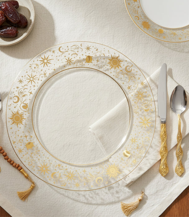 قاعدة صحون سيليستيال زجاجية بزخارف ذهبية