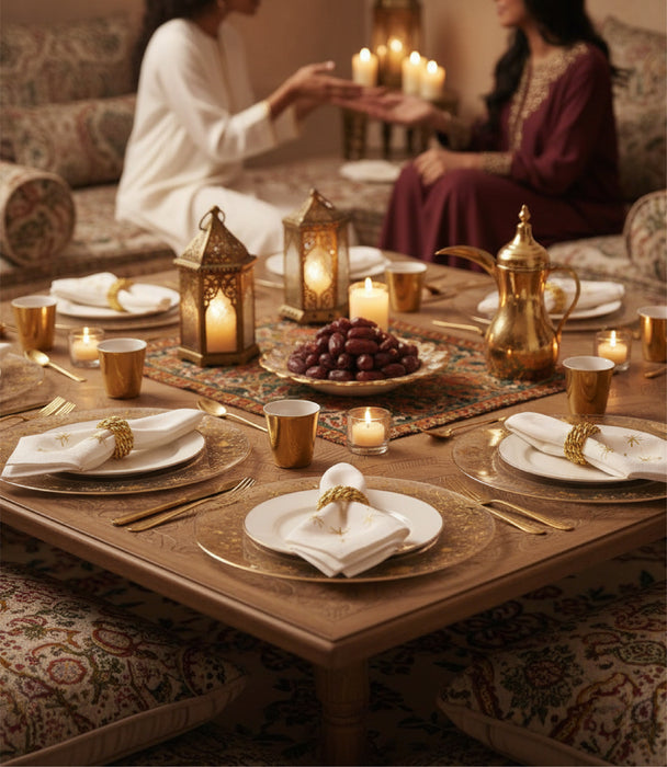 قاعدة صحون سيليستيال زجاجية بزخارف ذهبية