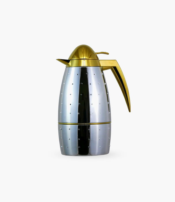 Dot Thermos Silver Body Gold Handle 1L