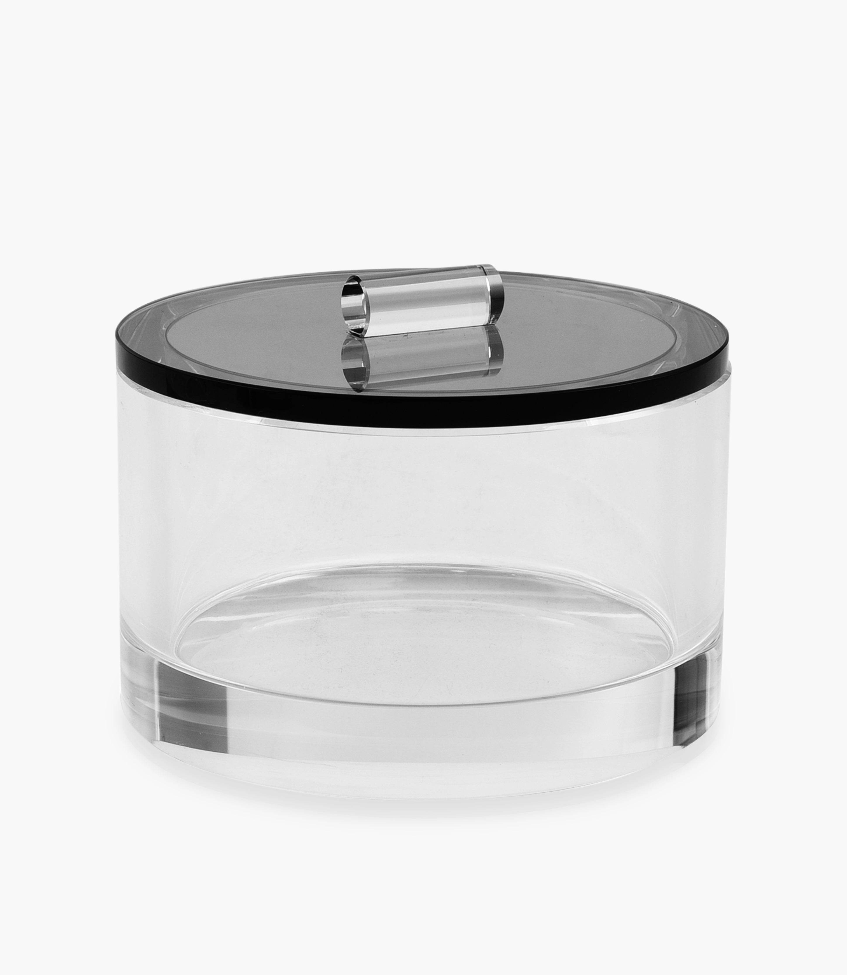 Kiyara Crystal Glass Jar Round Clear/ Black 10x10x8.6cm