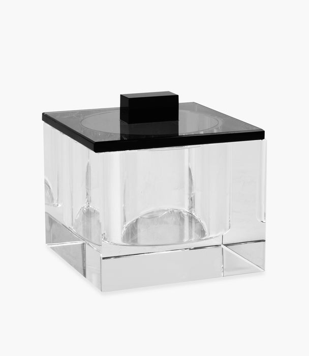 Kiyara Crystal Glass Box Jar Clear/Black 10x10x10cm