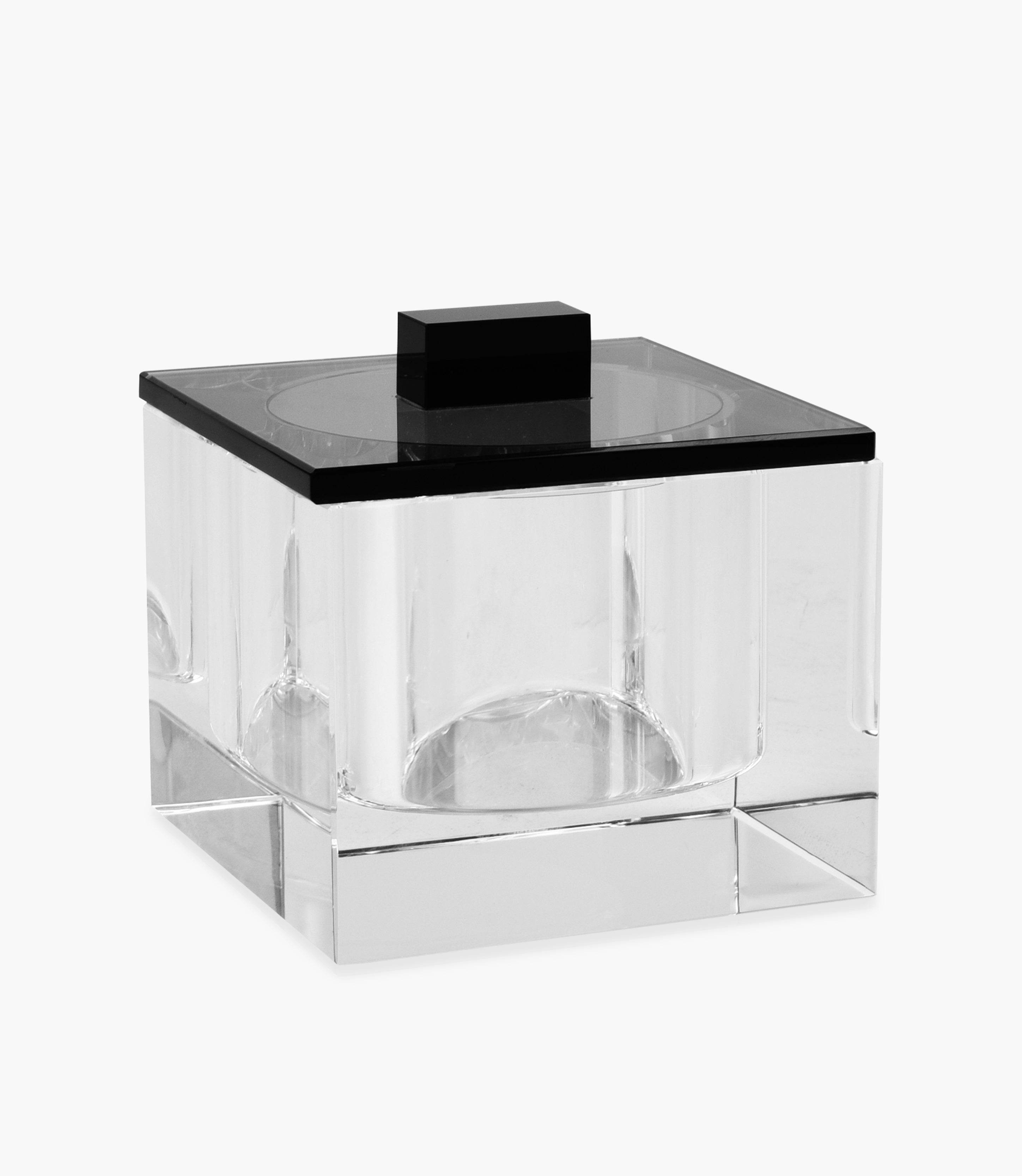 Kiyara Crystal Glass Box Jar Clear/Black 10x10x10cm