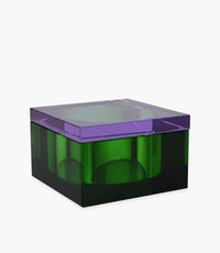 Kiyara Crystal Glass Jar Box Green/Purple 13x13x8cm