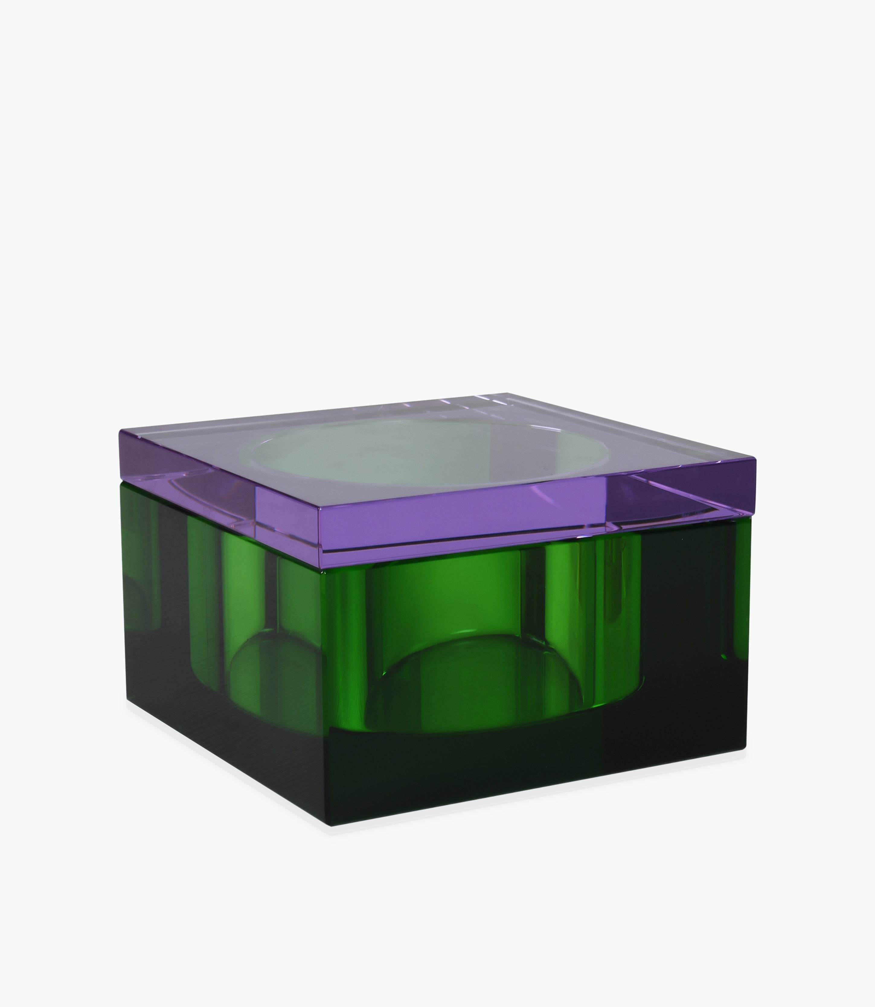 Kiyara Crystal Glass Jar Box Green/Purple 13x13x8cm