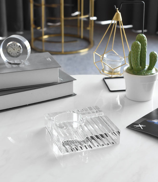 Kiyara Crystal Glass Ashtray Clear 13.5x13.5x3.5cm - Roomours