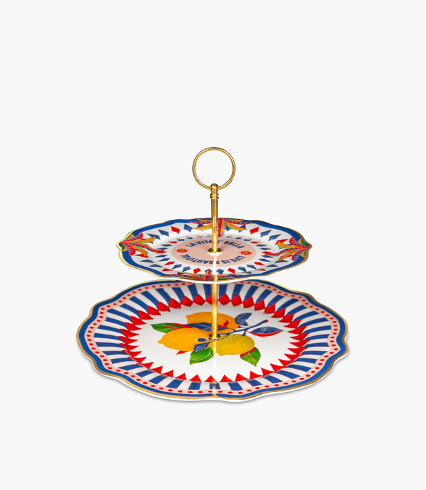 Dolce Vita Cake Stand 2 Tiers Lemon Ø31cm H. 22cm