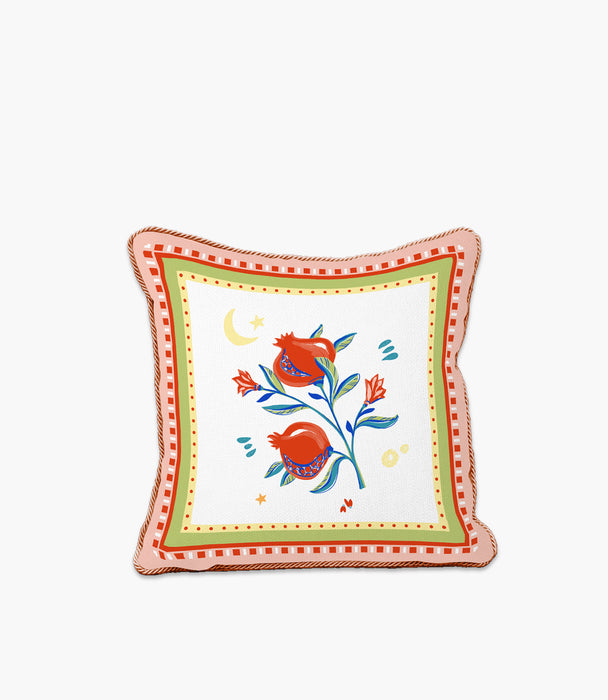 وسادة ماما ميا بوليستر برسمة نبات رمان ملوّنة - 45×45 سم