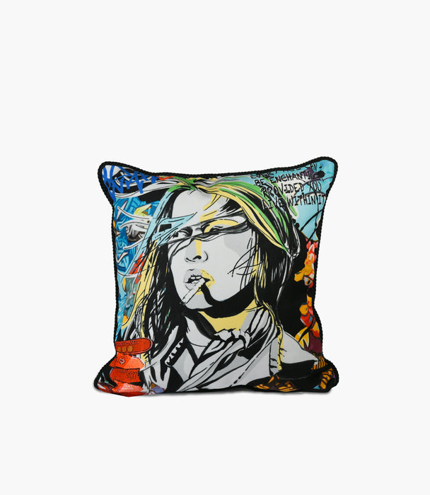 Street Art Velvet Cushion 45x45cm - Brigitte