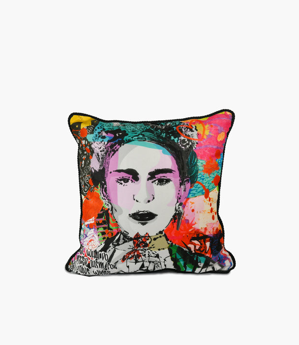 Street Art Velvet Cushion 45x45cm - Frida
