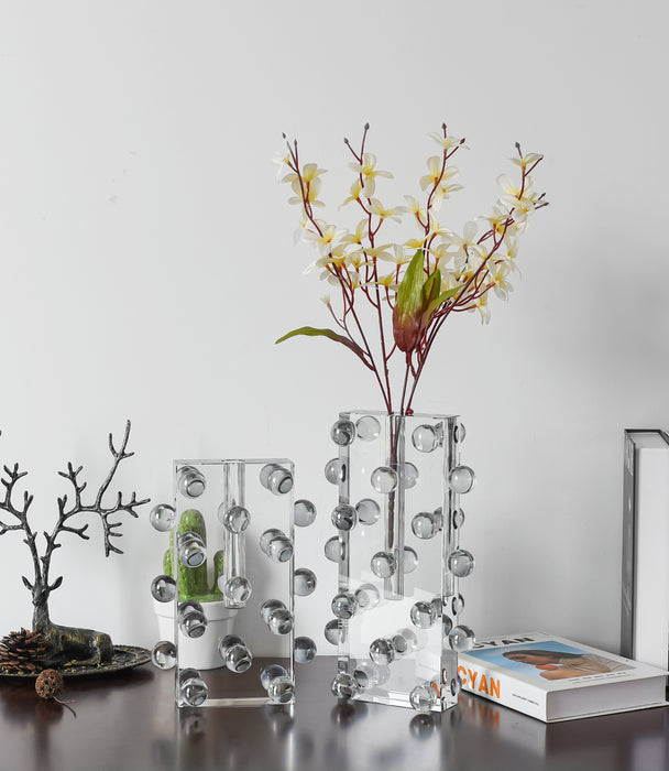 Kiyara Crystal Glass Vase Eletroplating Grey L:17x9x30cm
