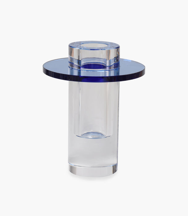 Kiyara Crystal Glass Vase Clear & Blue 10x10x12.5cm