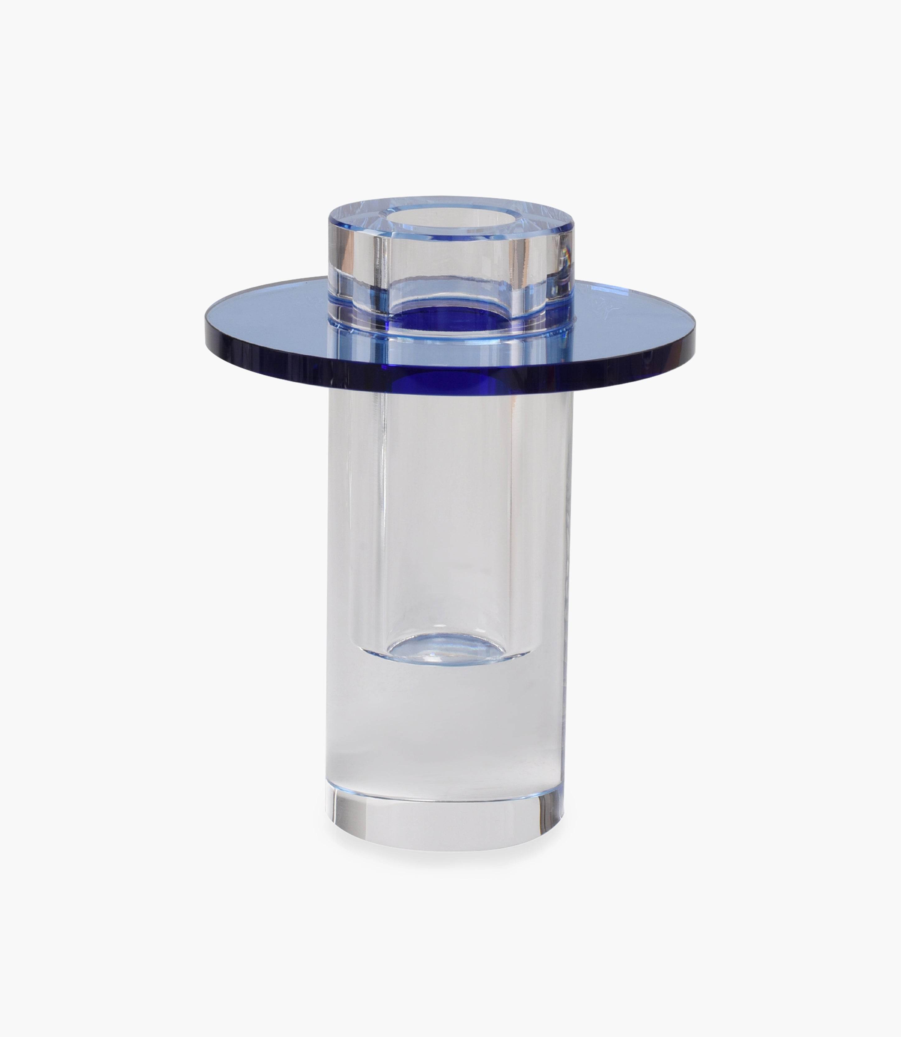 Kiyara Crystal Glass Vase Clear & Blue 10x10x12.5cm