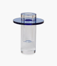 Kiyara Crystal Glass Vase Clear & Blue 10x10x12.5cm - Roomours