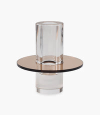 Kiyara Crystal Glass Vase Clear & Brown Low 12x12x12.5cm