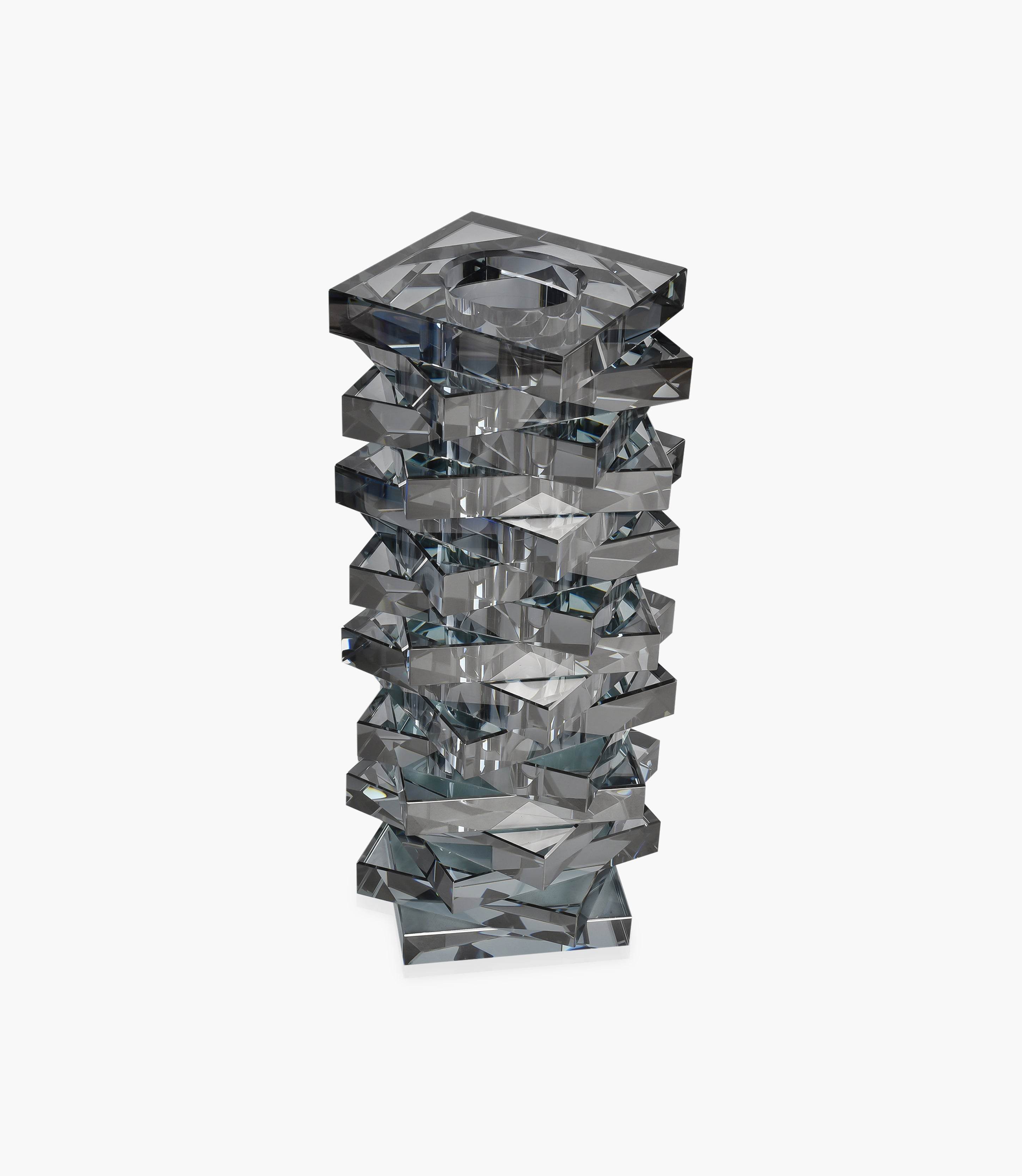 Kiyara Crystal Glass Vase Eletroplating Grey L 14x14x30cm
