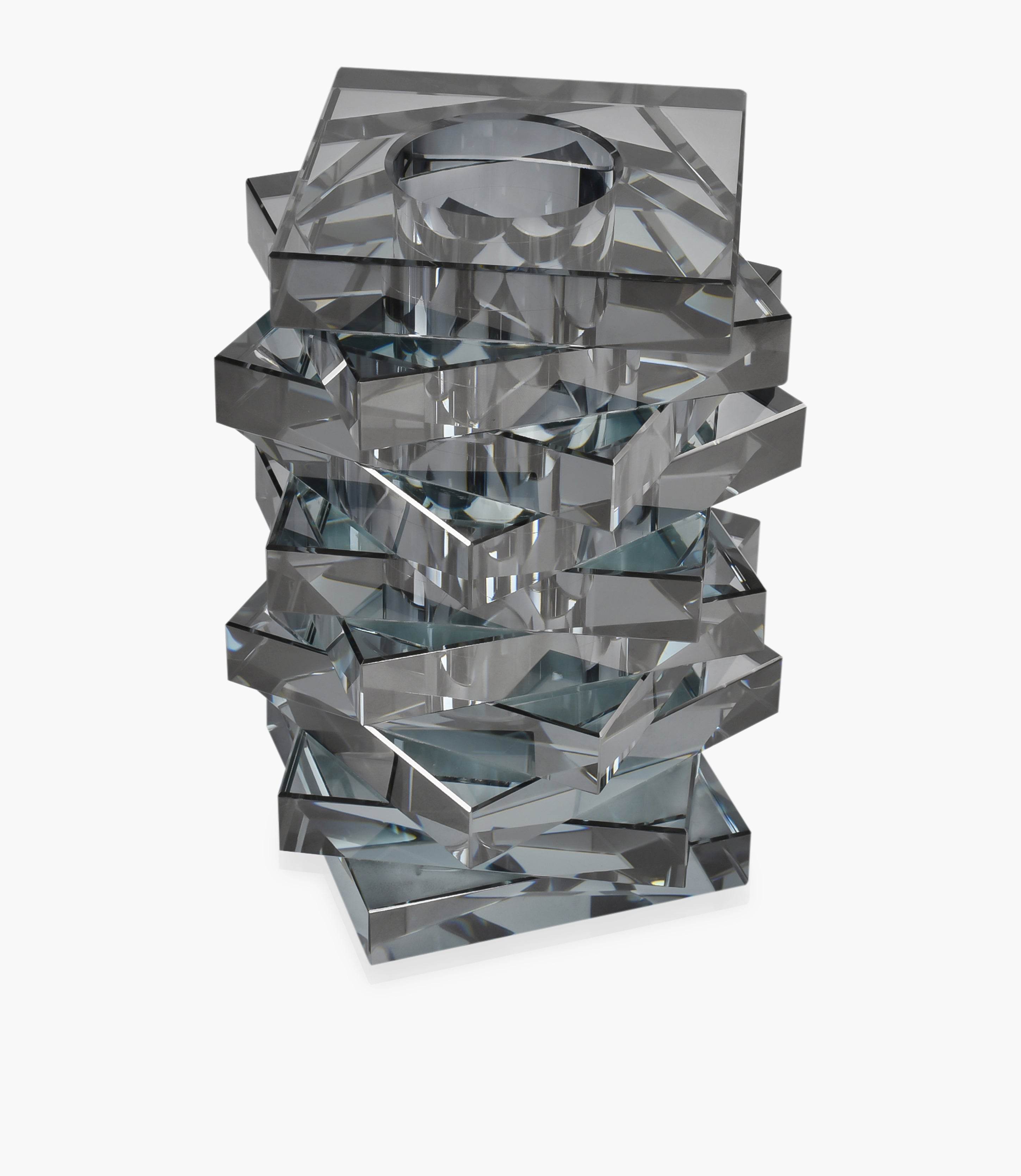 Kiyara Crystal Glass Vase Eletroplating Grey 14X14X19cm