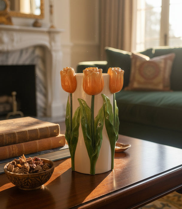 M-Vase With Tulip Dolomite 18*16*27.7cm