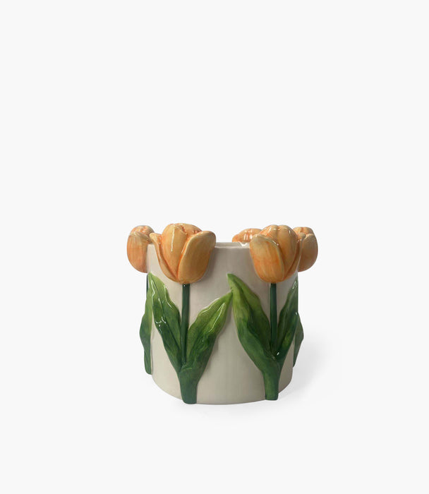 L-Pot With Tulip Dolomite 18*16.5*15.5cm