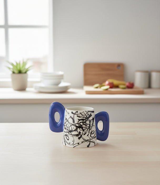 أصيص نباتات دولوميت ريزن مع مقبضين بشكل أذن زرقاء