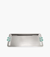 Dogal Tas Glass Bubble Rectangular Tray I In Green Stone 28