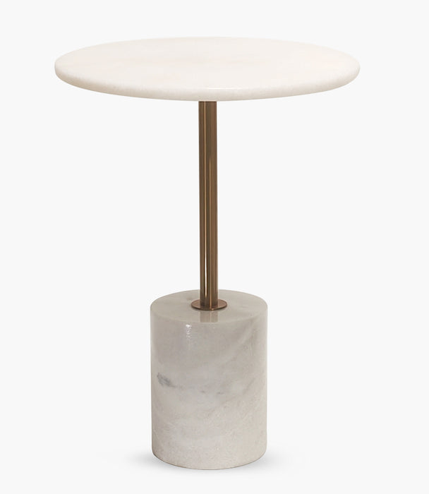 طاولة جانبية مصنوعة من الرخام من مجموعة "اندريا" - أبيض
