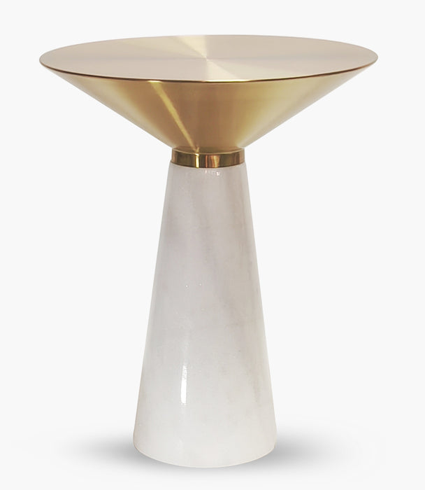 Michelle Marble Accent Table - White