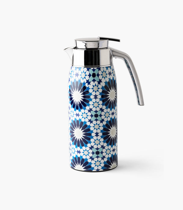 ترمس بلو جيوماتريك ستانلس ستيل بزخارف هندسية دائرية - 1 لتر