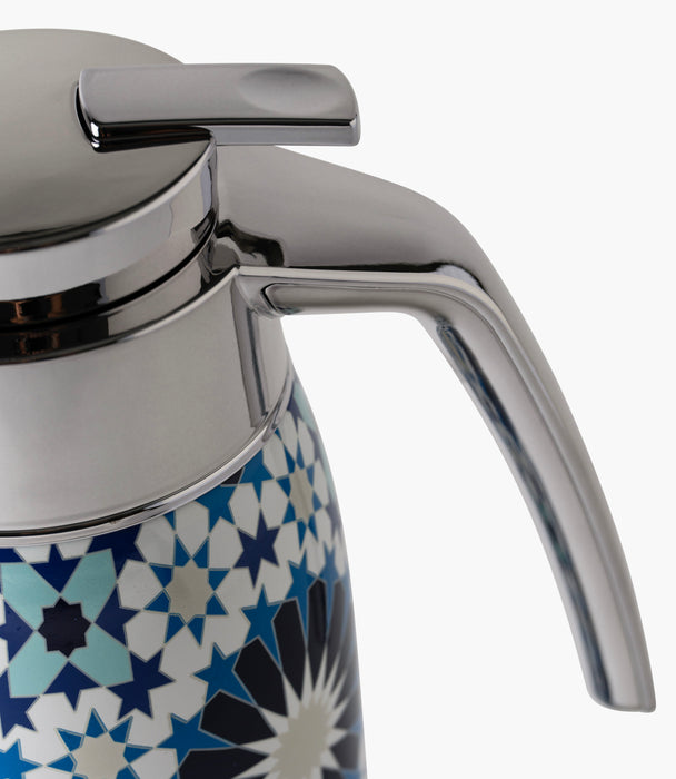 ترمس بلو جيوماتريك ستانلس ستيل بزخارف هندسية دائرية - 1 لتر