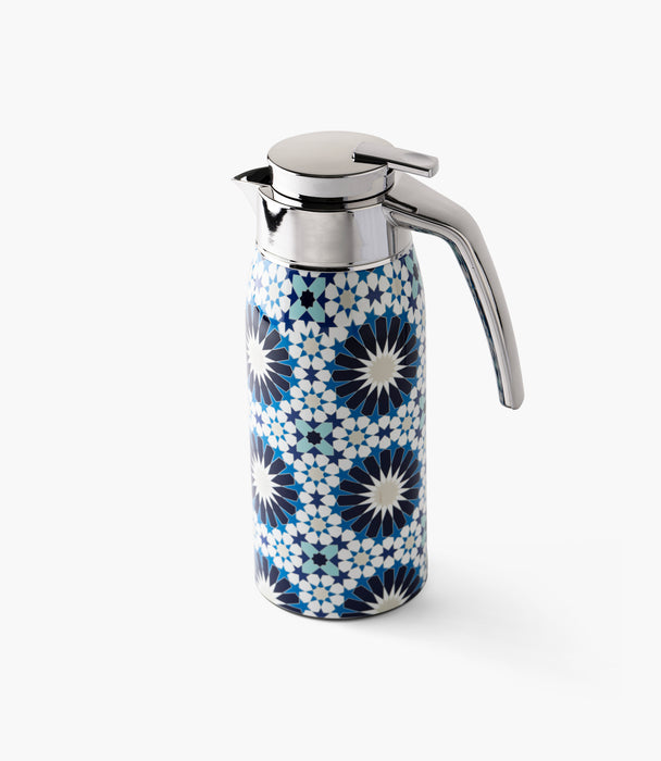 ترمس بلو جيوماتريك ستانلس ستيل بزخارف هندسية دائرية - 1 لتر