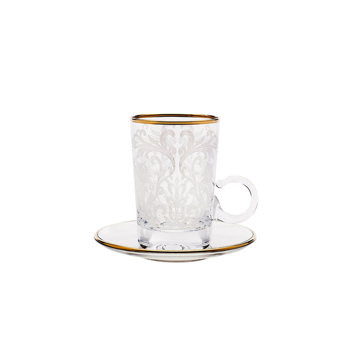 Embroidery Gold S/6 Tea Cup W/Saucer for 120Ml
