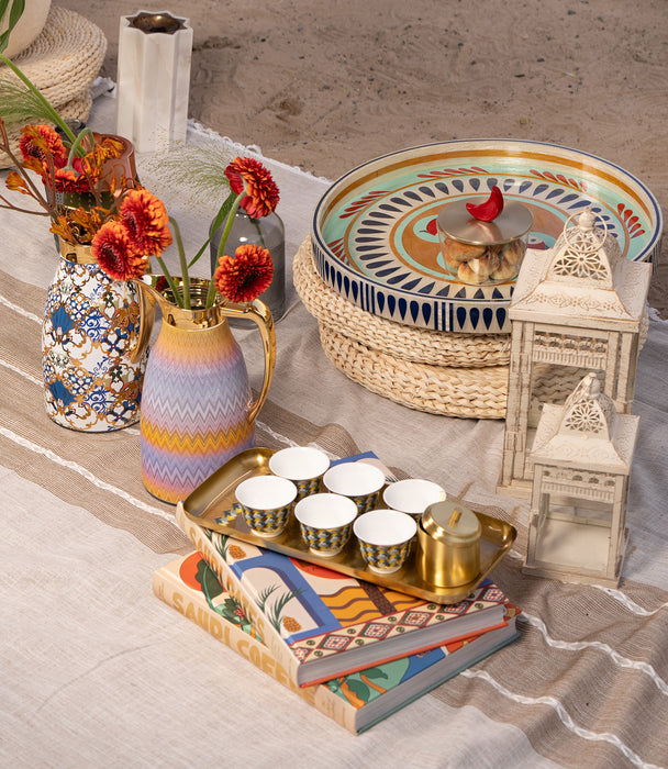 Blue Flower Gold Thermos  1L