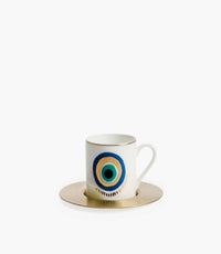 Iris Espresso Cups With Brass Saucers Set Of 6