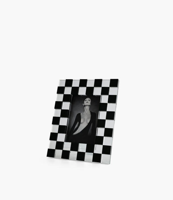 إطار صورة موزاييك كريستالي أسود وأبيض - 10×15 سم