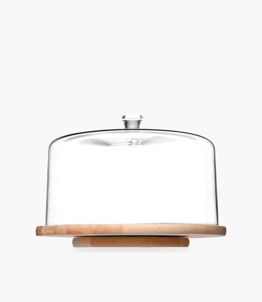 Glamour Wooden rotating cake stand with dome cover 30.2cm - Roomours