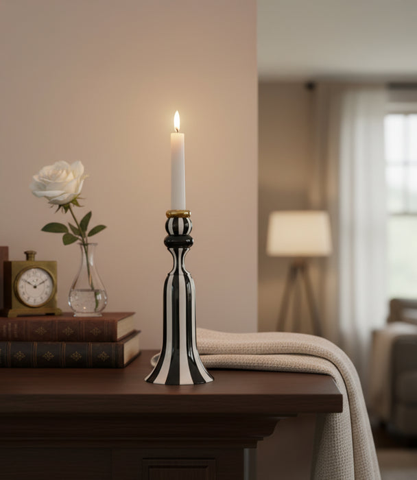 Dolomite Candle Holder, Black & White, 10.6*10.6*24.9Cm