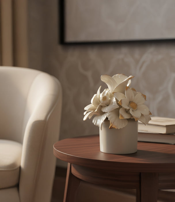 Majolica Orchid Flower Vase White 10*12cm