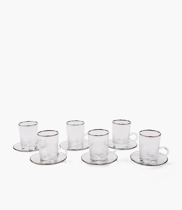 Luxe Platinum Tea Cup w/Saucer, Set of 6