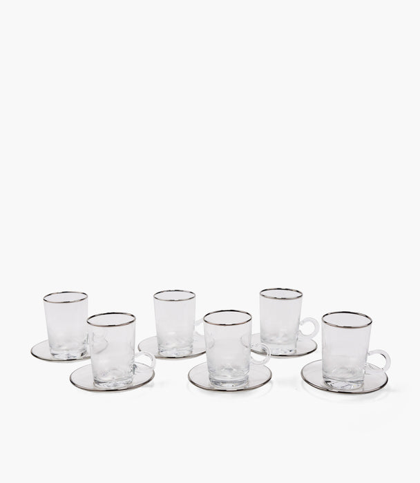 Luxe Platinum Tea Cup w/Saucer, Set of 6