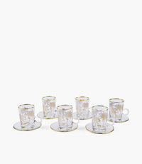 Oasis Palm Gold Tea Cup w/Saucer, Set of 6