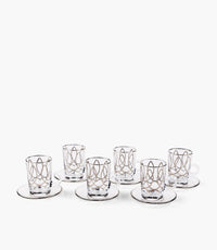 Victorian Platinum Tea Cup w/Saucer, Set of 6