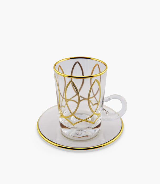 Victorian Gold Tea Cup w/Saucer, Set of 6