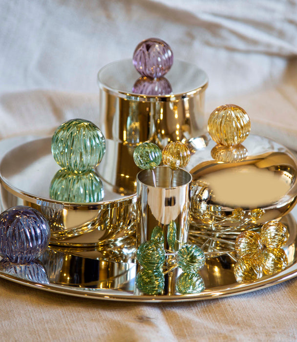 Glass Bubble Flat Box In YEleialow R: 13cm H: 7cm