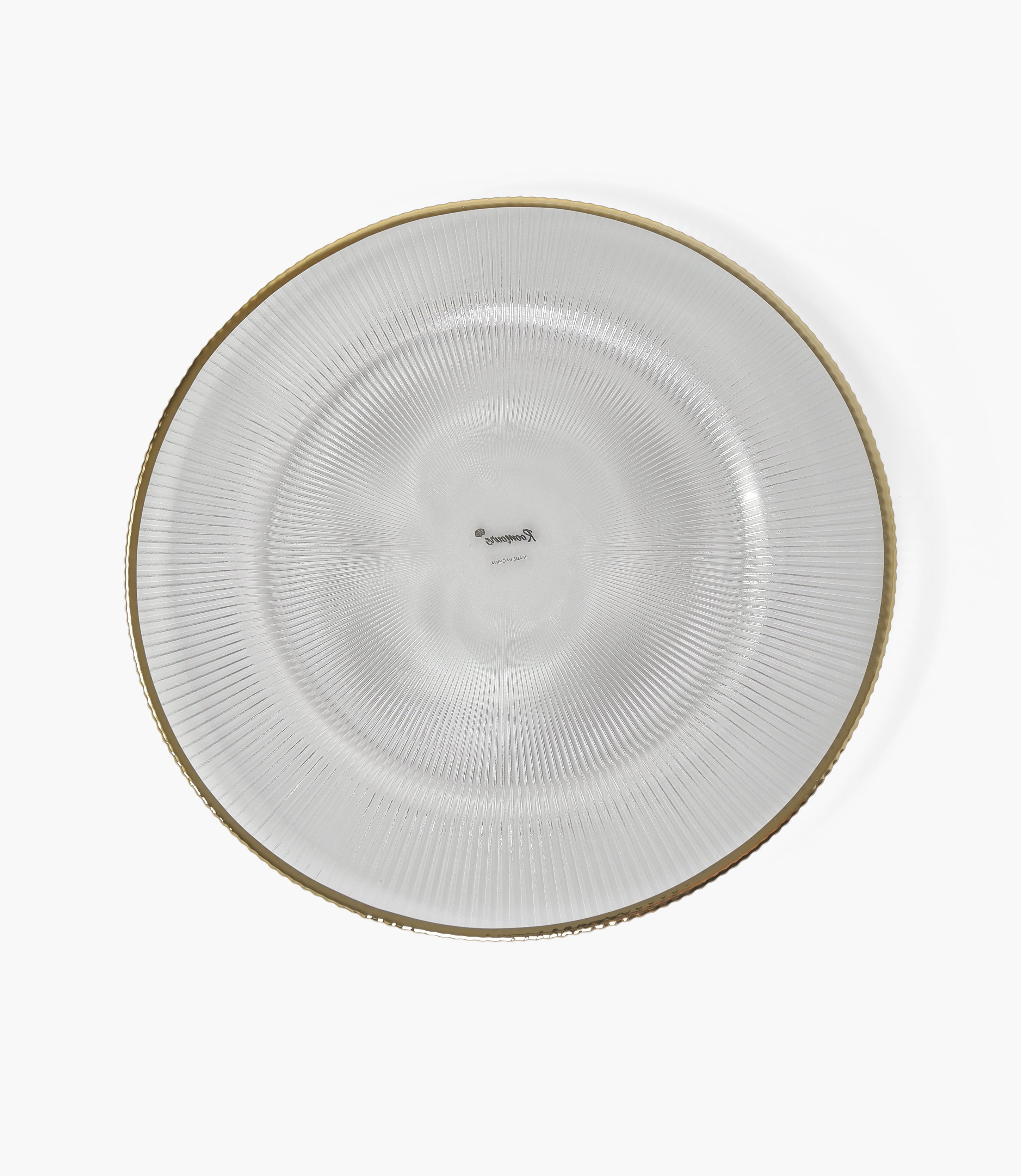 Ribbed Halo Charger Plate Glass Gold 33cm Set of 6