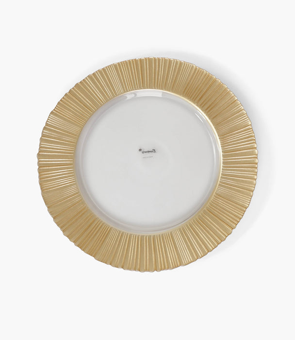 Solar Charger Plate Glass Gold 33cm Set of 6 - Roomours