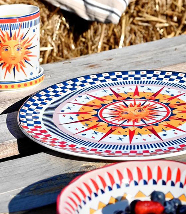 صحن دولتشي فيتا بورسلين ملوّن برسمة شمس